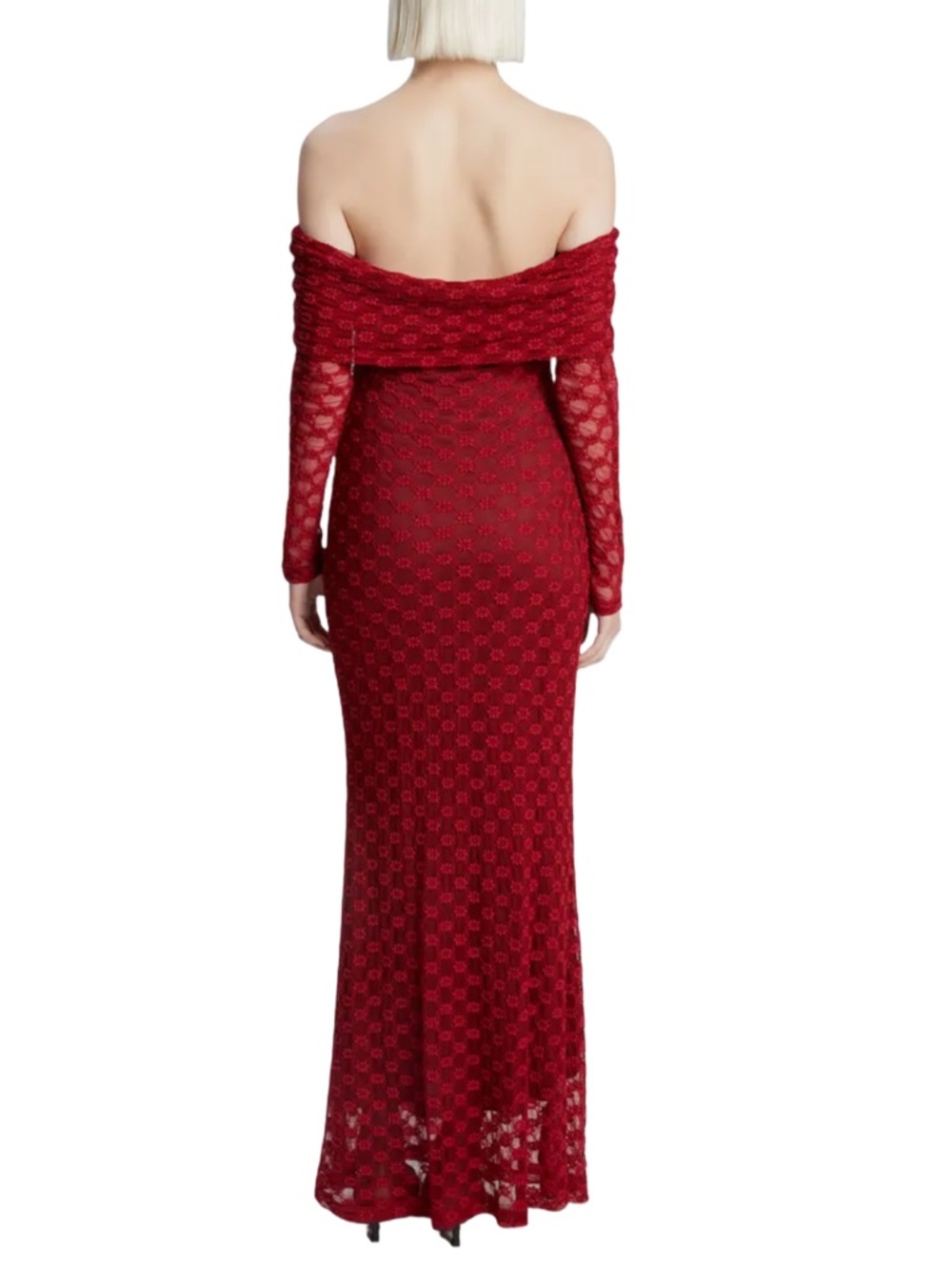 Bardot Adoni Off the Shoulder Long Sleeve Maxi Dress Deep Red Size US 10 - Picture 4 of 8